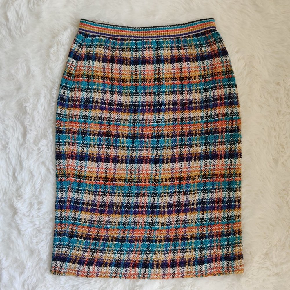 Missoni Made in Italy Cotton and Linen Blend Knit Skirt Multicolored